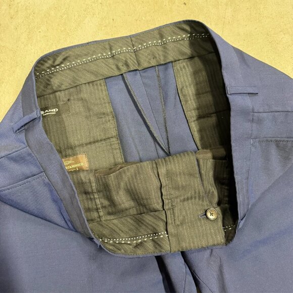 SAND Dress Pants Vitale Barberis Canonico Wool & Mohair Trousers Blue 38x32 - Picture 4 of 11